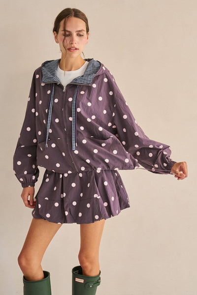 Polka Dot Drawstring Balloon Mini Skirt