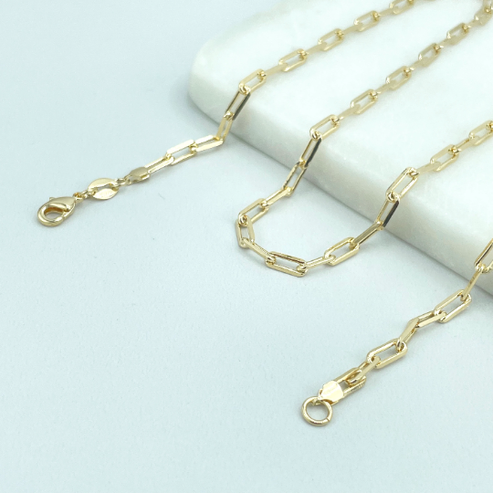 18k Gold Filled 3mm Paperclip Link Chain