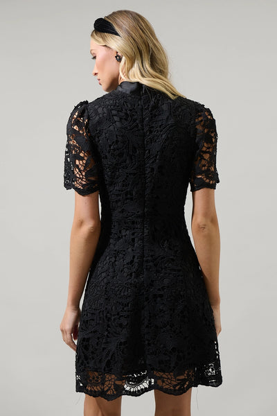 Abilene Bow Embroidered Mini Dress