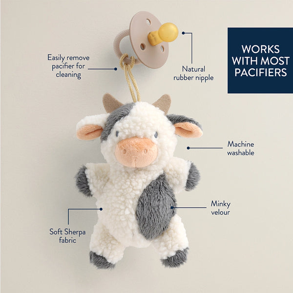 Bitzy Pal Natural Rubber Pacifier & Plush - Cow