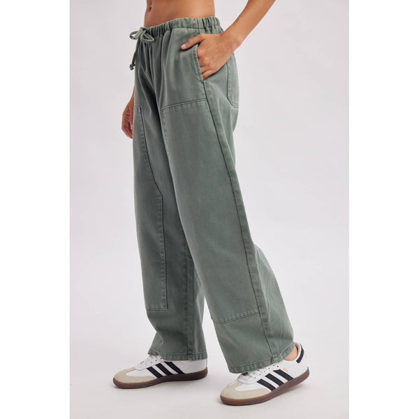 Drawstring Barrel Denim Pants