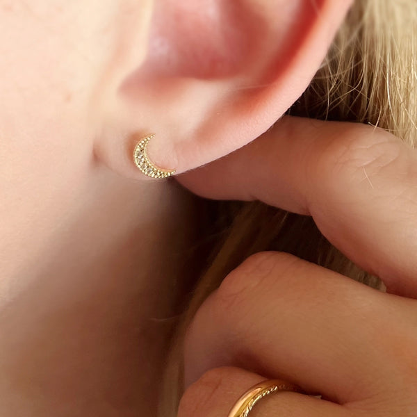 18k Gold Filled Crescent Moon Studs