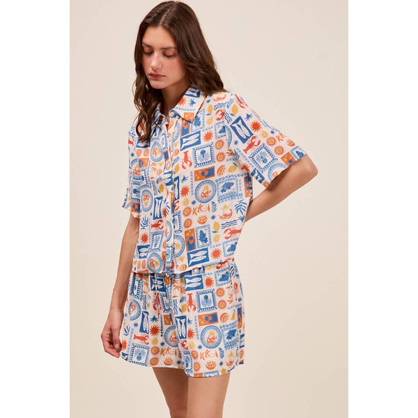 Tropical Shirt Top And Shorts Set