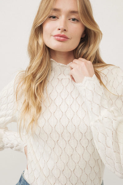 Blushed Lace Mock Neck Top