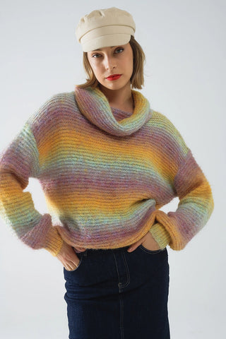 Ombre Oversized Turtleneck Sweater