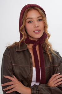 Knitted Bonnet in Burgundy