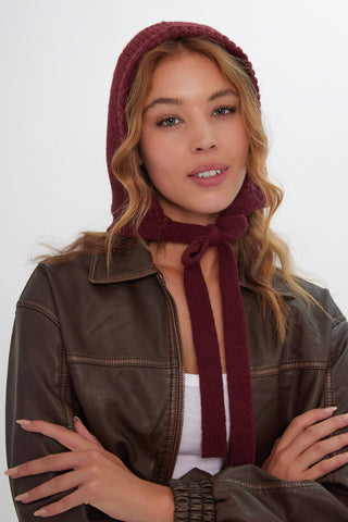 Knitted Bonnet in Burgundy