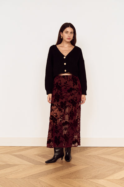 Anouk Velvet Midi Skirt
