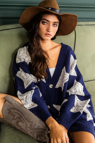 Oversized Star Pullover Sweater Cardigan