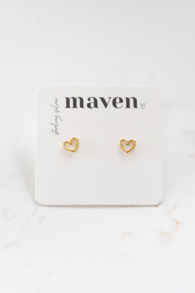 'Open Heart' Stud Earrings: Gold Vermeil