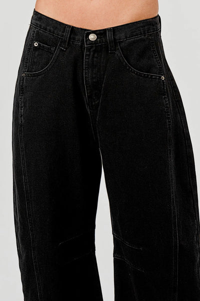 Relaxed Mid Rise Barrel Denim Jeans