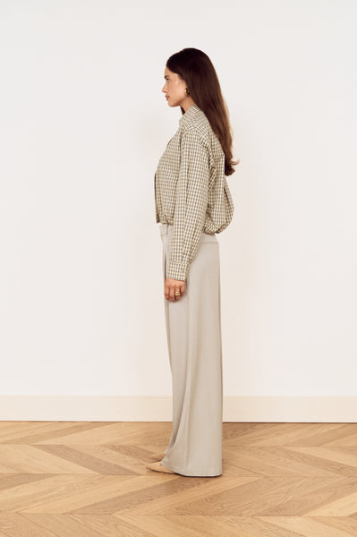 Mid Rise Tailored Suit Pant in Grey