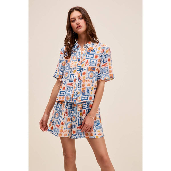 Tropical Shirt Top And Shorts Set
