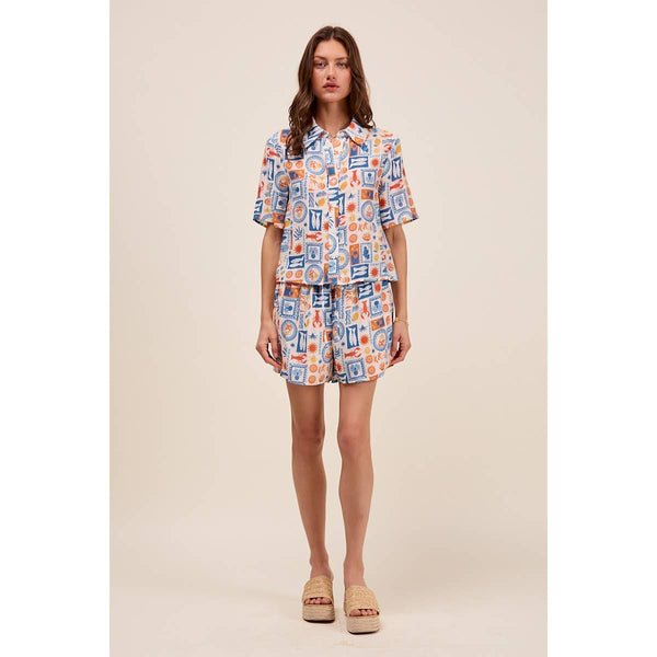 Tropical Shirt Top And Shorts Set