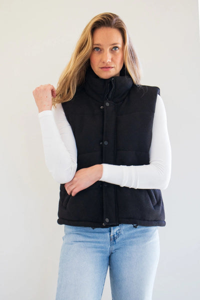 Cora Knit Puffer Vest - Black