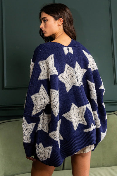 Oversized Star Pullover Sweater Cardigan