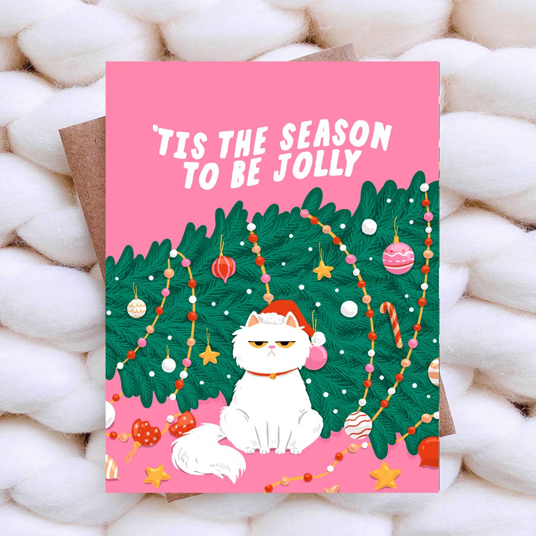 Funny Holiday Card - Funny Christmas Card - Jolly Cat