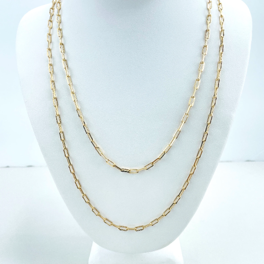 18k Gold Filled 3mm Paperclip Link Chain