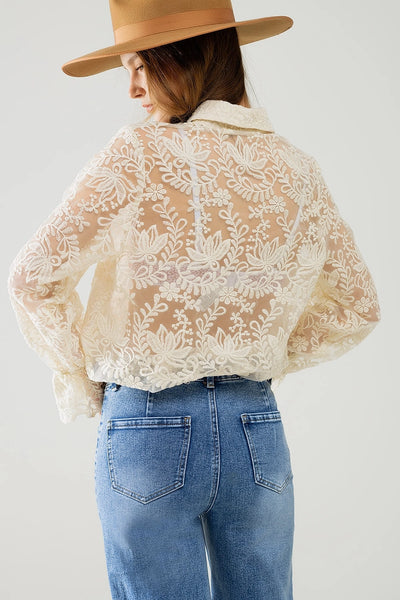Romantic Beige Lace Shirt