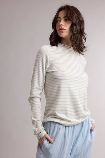 Striped Rolled Neck Knit Top