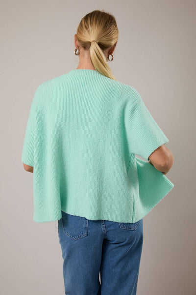 ROUND NECK SHORT SLEEVE SWEATER CARDIGAN