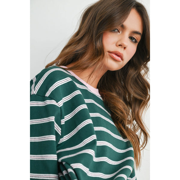Striped Boxy Cropped T-Shirt