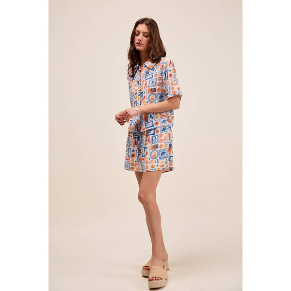 Tropical Shirt Top And Shorts Set
