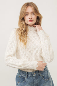 Blushed Lace Mock Neck Top