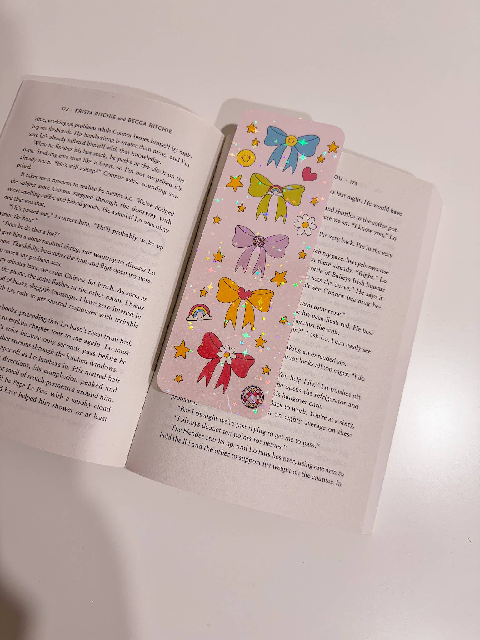 Pastel Bows Glitter Bookmark