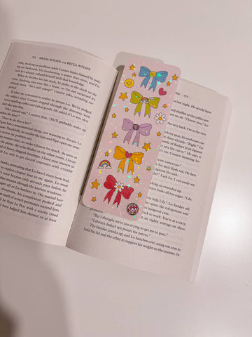 Pastel Bows Glitter Bookmark