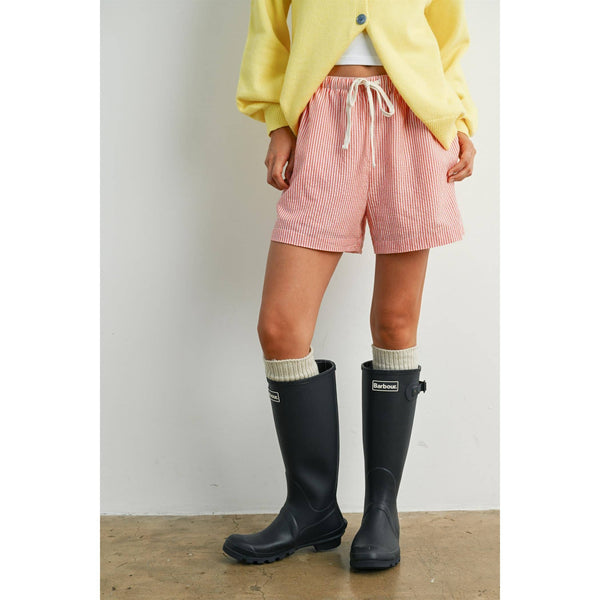 Casual Striped Drawstring Shorts