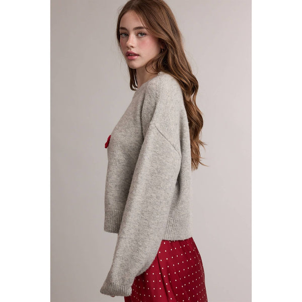 Bow Christmas Tree Embroidered Sweater