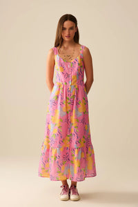 Lemon Print Maxi Dress