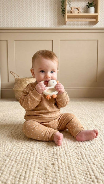 *NEW* Bitzy Shake™ - Silicone Teether with Rattle: Goose