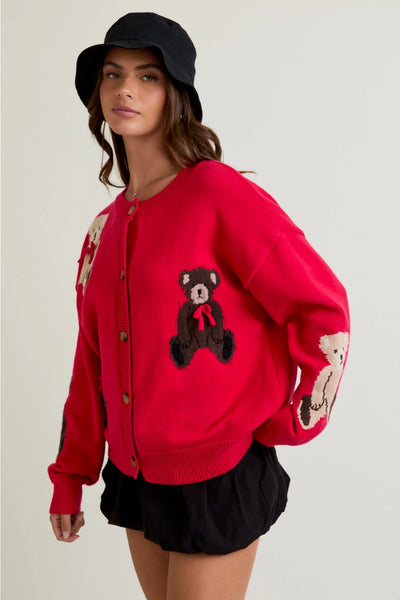 Teddy Bear Graphic Cardigan