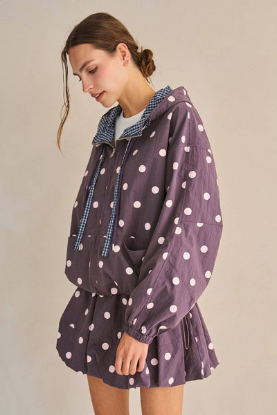 Polka Dot Drawstring Balloon Mini Skirt