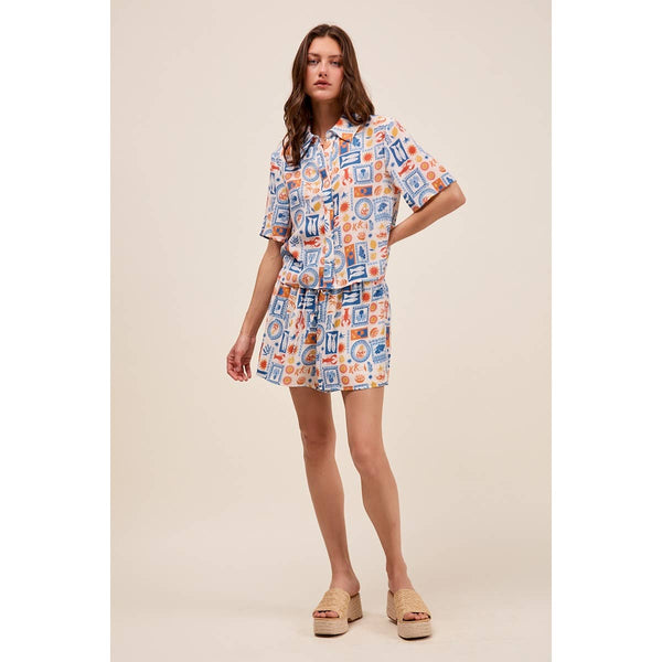 Tropical Shirt Top And Shorts Set