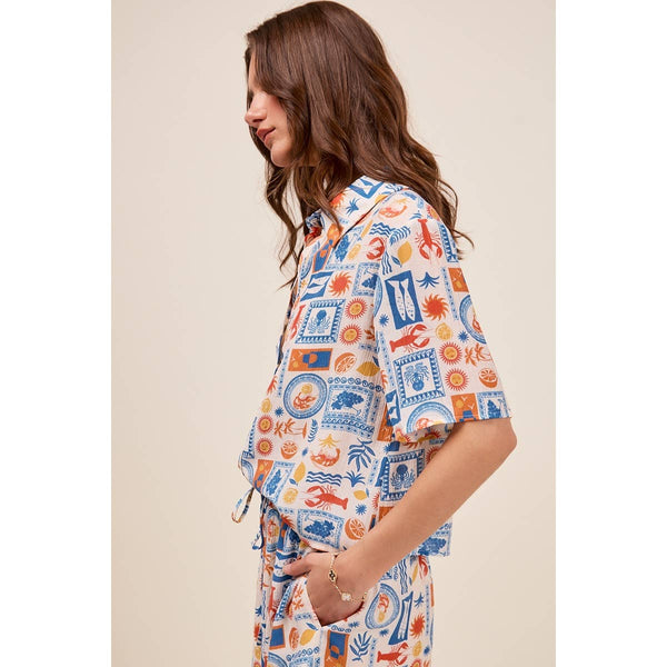 Tropical Shirt Top And Shorts Set