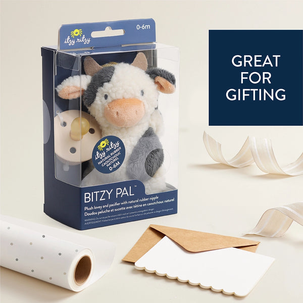 Bitzy Pal Natural Rubber Pacifier & Plush - Cow