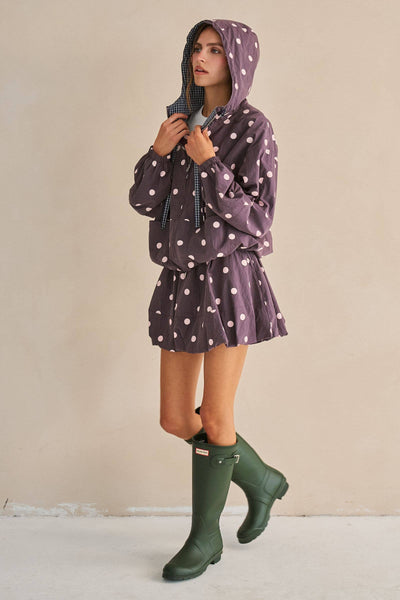 Polka Dot Drawstring Balloon Mini Skirt