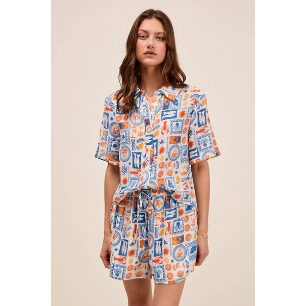 Tropical Shirt Top And Shorts Set