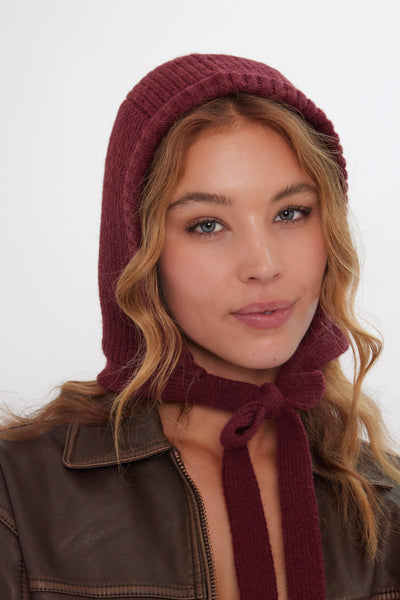 Knitted Bonnet in Burgundy