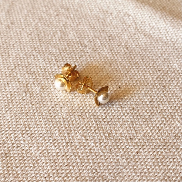 18k Gold Filled 4mm Pearl Stud