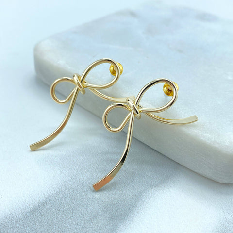 18k Gold Filled Bow Ribbon Knot Stud Earrings