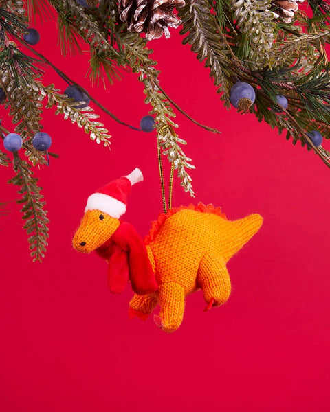 Knitted Diplodocus Dinosaur Christmas Ornament