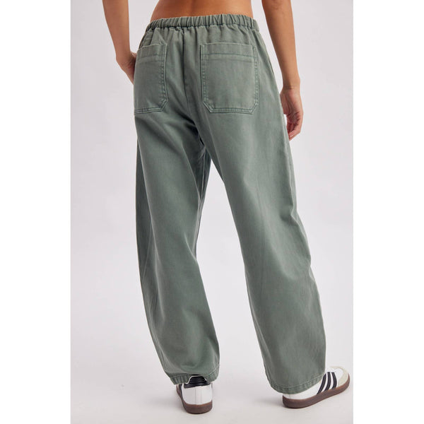 Drawstring Barrel Denim Pants