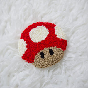 Handmade Punch Needle Pin - Mushroom