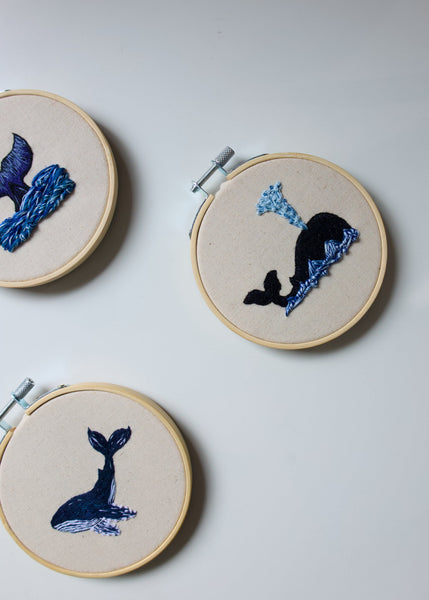 Hand Embroidered Hoop - Whale