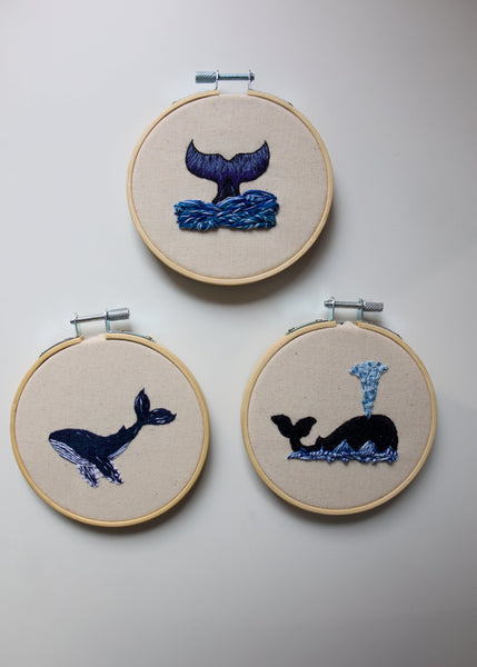Hand Embroidered Hoop - Whale