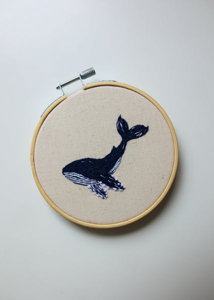 Hand Embroidered Hoop - Whale